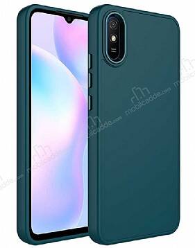 Eiroo Xiaomi Redmi 9A Metal Çerçeveli Yeşil Rubber Kılıf - 1