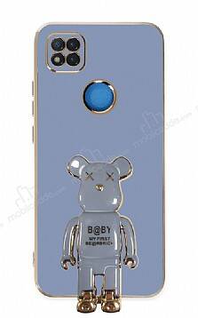 Eiroo Xiaomi Redmi 9C Baby Bear Standlı Mavi Silikon Kılıf - 1