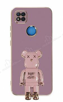 Eiroo Xiaomi Redmi 9C Baby Bear Standlı Mor Silikon Kılıf - 1