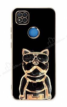 Eiroo Xiaomi Redmi 9C Bulldog Standlı Siyah Silikon Kılıf - 1