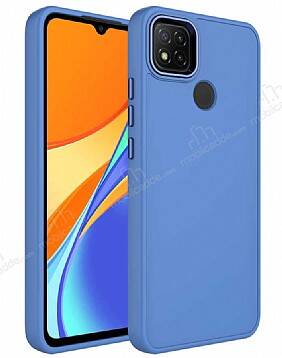 Eiroo Xiaomi Redmi 9C Metal Çerçeveli Mavi Rubber Kılıf - 1