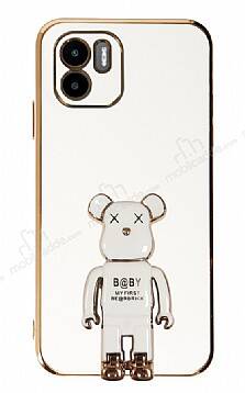 Eiroo Xiaomi Redmi A1 Baby Bear Standlı Beyaz Silikon Kılıf - 1