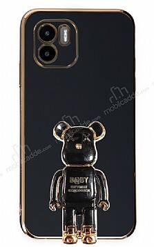 Eiroo Xiaomi Redmi A1 Baby Bear Standlı Siyah Silikon Kılıf - 1