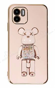 Eiroo Xiaomi Redmi A1 Candy Bear Standlı Pembe Silikon Kılıf - 1