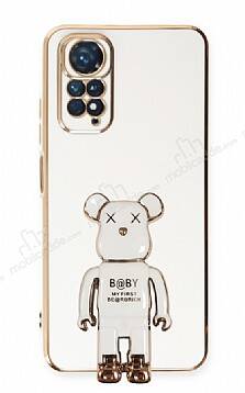 Eiroo Xiaomi Redmi Note 11 Baby Bear Standlı Beyaz Silikon Kılıf - 1