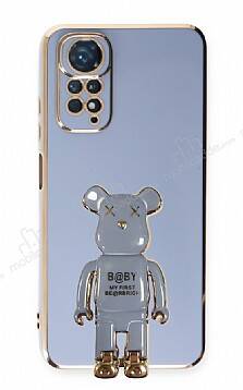 Eiroo Xiaomi Redmi Note 11 Baby Bear Standlı Mavi Silikon Kılıf - 1