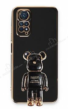 Eiroo Xiaomi Redmi Note 11 Baby Bear Standlı Siyah Silikon Kılıf - 1