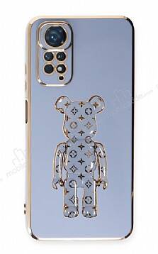 Eiroo Xiaomi Redmi Note 11 Bearbrick Standlı Mavi Silikon Kılıf - 1