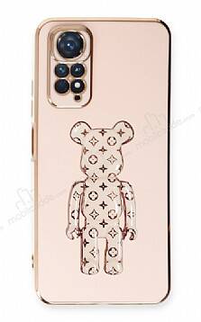 Eiroo Xiaomi Redmi Note 11 Bearbrick Standlı Pembe Silikon Kılıf - 1