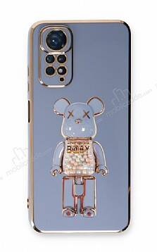 Eiroo Xiaomi Redmi Note 11 Candy Bear Standlı Mavi Silikon Kılıf - 1