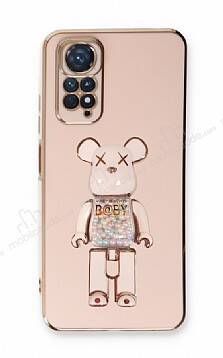 Eiroo Xiaomi Redmi Note 11 Candy Bear Standlı Pembe Silikon Kılıf - 1