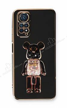 Eiroo Xiaomi Redmi Note 11 Candy Bear Standlı Siyah Silikon Kılıf - 1