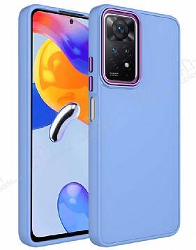 Eiroo Xiaomi Redmi Note 11 Metal Çerçeveli Lila Rubber Kılıf - 1