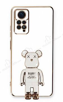 Eiroo Xiaomi Redmi Note 11 Pro Baby Bear Standlı Beyaz Silikon Kılıf - 1