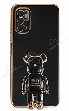 Eiroo Xiaomi Redmi Note 11 SE Baby Bear Standlı Siyah Silikon Kılıf - 1