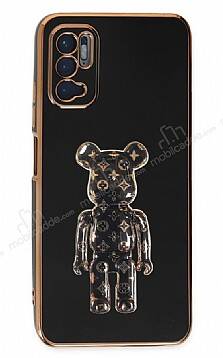 Eiroo Xiaomi Redmi Note 11 SE Bearbrick Standlı Siyah Silikon Kılıf - 1