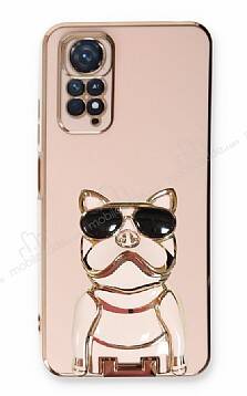 Eiroo Xiaomi Redmi Note 11S Bulldog Standlı Pembe Silikon Kılıf - 1