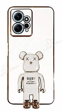 Eiroo Xiaomi Redmi Note 12 4G Baby Bear Standlı Beyaz Silikon Kılıf - 1