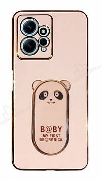 Eiroo Xiaomi Redmi Note 12 4G Baby Panda Standlı Pembe Silikon Kılıf - 1