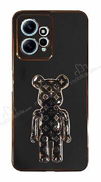 Eiroo Xiaomi Redmi Note 12 4G Bearbrick Standlı Siyah Silikon Kılıf - 1