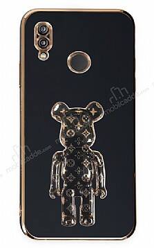 Eiroo Xiaomi Redmi Note 7 Bearbrick Standlı Siyah Silikon Kılıf - 1