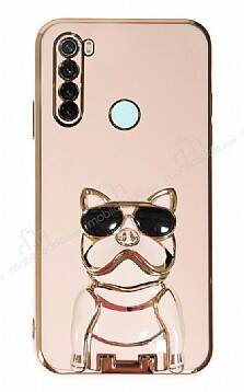 Eiroo Xiaomi Redmi Note 8 Bulldog Standlı Pembe Silikon Kılıf - 1