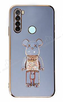 Eiroo Xiaomi Redmi Note 8 Candy Bear Standlı Mavi Silikon Kılıf - 1