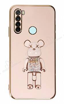 Eiroo Xiaomi Redmi Note 8 Candy Bear Standlı Pembe Silikon Kılıf - 1