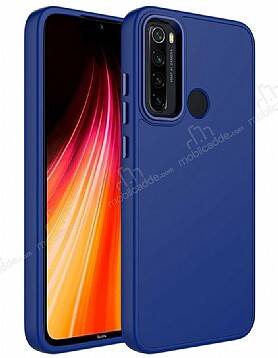 Eiroo Xiaomi Redmi Note 8 Metal Çerçeveli Lacivert Rubber Kılıf - 1