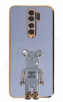 Eiroo Xiaomi Redmi Note 8 Pro Baby Bear Standlı Mavi Silikon Kılıf - 1