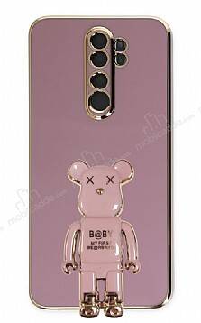 Eiroo Xiaomi Redmi Note 8 Pro Baby Bear Standlı Mor Silikon Kılıf - 1