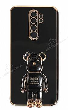 Eiroo Xiaomi Redmi Note 8 Pro Baby Bear Standlı Siyah Silikon Kılıf - 1