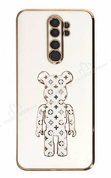 Eiroo Xiaomi Redmi Note 8 Pro Bearbrick Standlı Beyaz Silikon Kılıf - 1