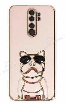 Eiroo Xiaomi Redmi Note 8 Pro Bulldog Standlı Pembe Silikon Kılıf - 1