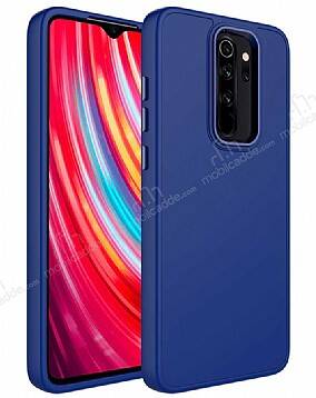 Eiroo Xiaomi Redmi Note 8 Pro Metal Çerçeveli Lacivert Rubber Kılıf - 1