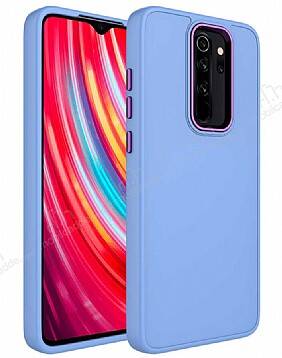 Eiroo Xiaomi Redmi Note 8 Pro Metal Çerçeveli Lila Rubber Kılıf - 1