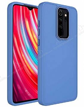 Eiroo Xiaomi Redmi Note 8 Pro Metal Çerçeveli Mavi Rubber Kılıf - 1