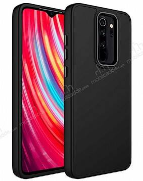 Eiroo Xiaomi Redmi Note 8 Pro Metal Çerçeveli Siyah Rubber Kılıf - 1