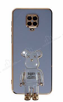 Eiroo Xiaomi Redmi Note 9 Pro Max Baby Bear Standlı Mavi Silikon Kılıf - 1