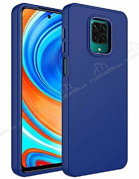 Eiroo Xiaomi Redmi Note 9 Pro Max Metal Çerçeveli Lacivert Rubber Kılıf - 1