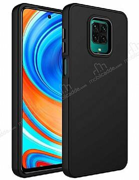 Eiroo Xiaomi Redmi Note 9 Pro Max Metal Çerçeveli Siyah Rubber Kılıf - 1