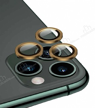 Apple iPhone 12 Pro Max 6.7 in Metal Kenarl Cam Gold Kamera Lensi Koruyucu
