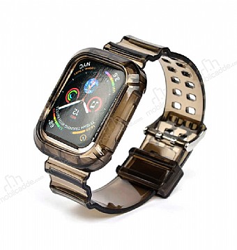 Apple Watch 4 / Watch 5 effaf Siyah Silikon Kordon (44 mm)