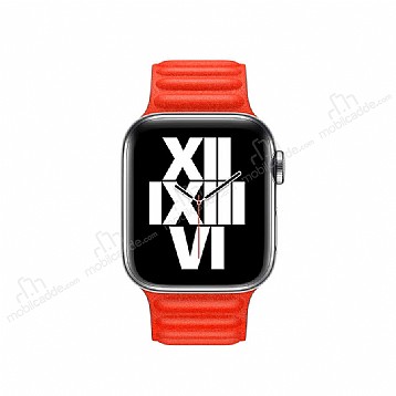 Apple Watch 4 / Watch 5 Krmz Deri Kordon 44 mm