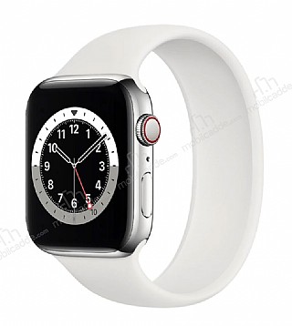Apple Watch SE Solo Loop Beyaz Silikon Kordon 40mm