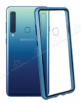 Dafoni Glass Guard Samsung Galaxy A7 2018 Metal Kenarl Cam Mavi Klf