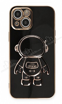 Eiroo Astronot iPhone 13 Standl Siyah Silikon Klf