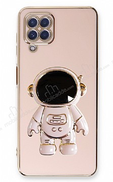 Eiroo Astronot Samsung Galaxy M32 Standl Pembe Silikon Klf
