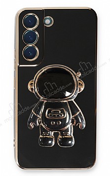 Eiroo Astronot Samsung Galaxy S21 FE 5G Standl Siyah Silikon Klf
