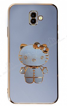 Eiroo Aynal Kitty Samsung Galaxy J6 Plus Standl Mavi Silikon Klf